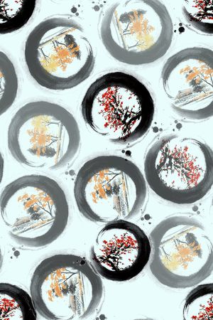 水墨风印花华亿平台图片