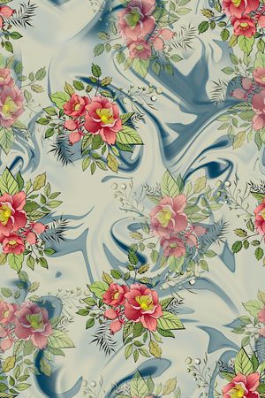 清爽底花卉印花华亿平台图片