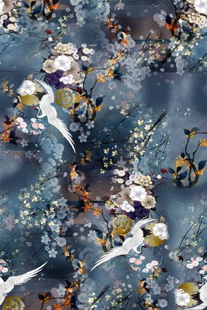 仙鹤印花华亿平台图片