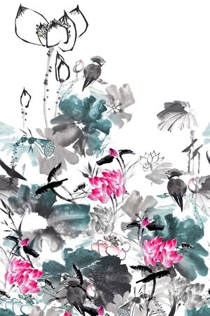 荷花印花华亿平台图片