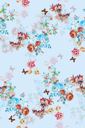 清爽底花卉印花华亿平台图片