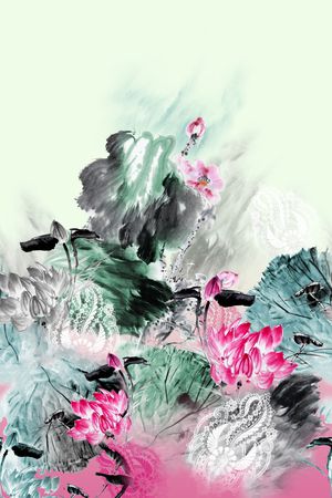 荷花印花华亿平台图片