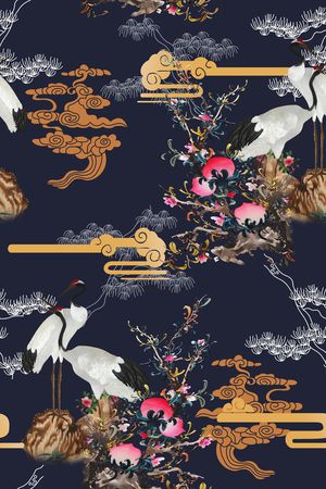 花鸟印花华亿平台图片