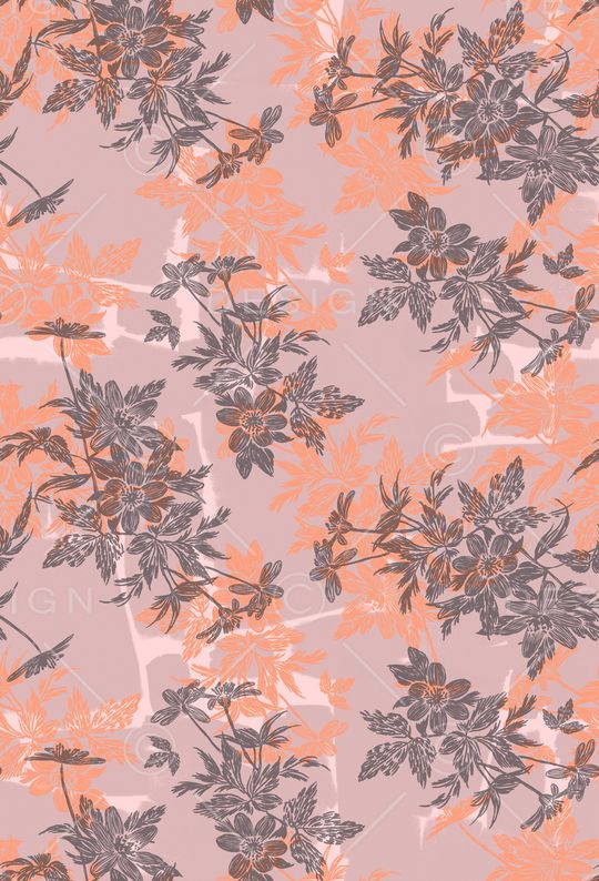 清爽底花卉印花华亿平台图片