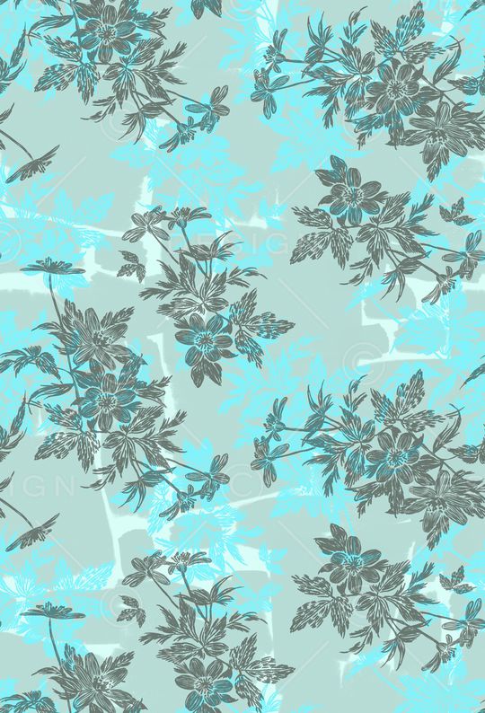 清爽底花卉印花华亿平台图片