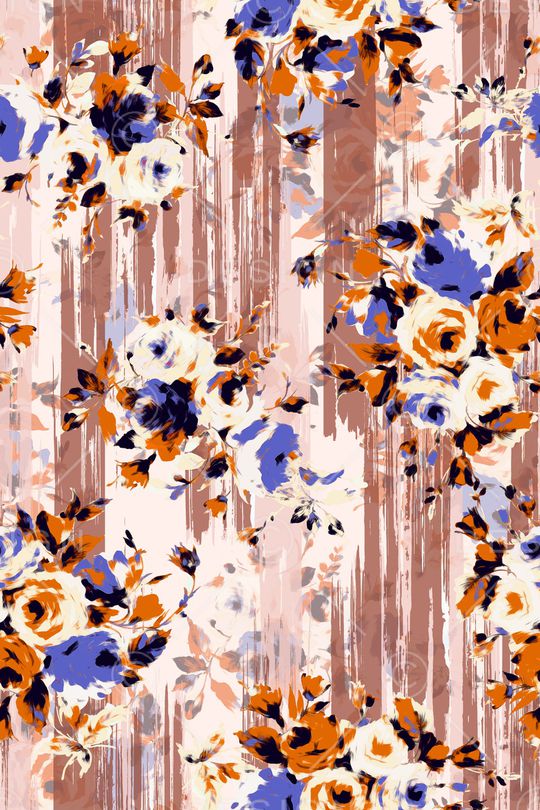 清爽底花卉印花华亿平台图片