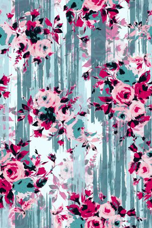 清爽底花卉印花华亿平台图片