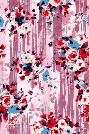 清爽底花卉印花华亿平台图片