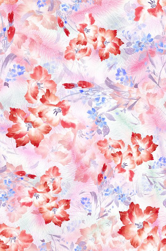 清爽底花卉印花华亿平台图片