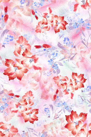 清爽底花卉印花华亿平台图片