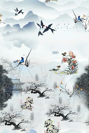 水墨风印花华亿平台图片