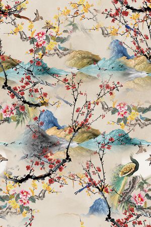 花鸟印花华亿平台图片