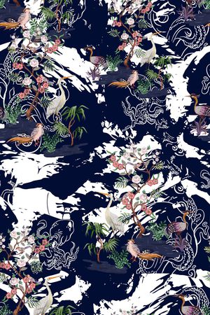 花鸟印花华亿平台图片