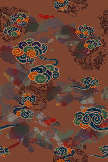 传统纹样印花华亿平台图片