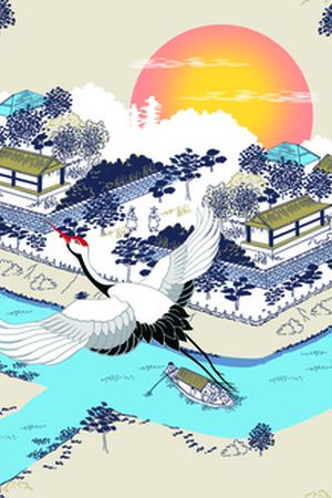 仙鹤印花华亿平台图片