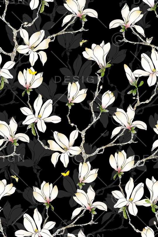 玉兰花印花华亿平台图片