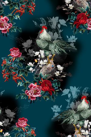 花鸟印花华亿平台图片