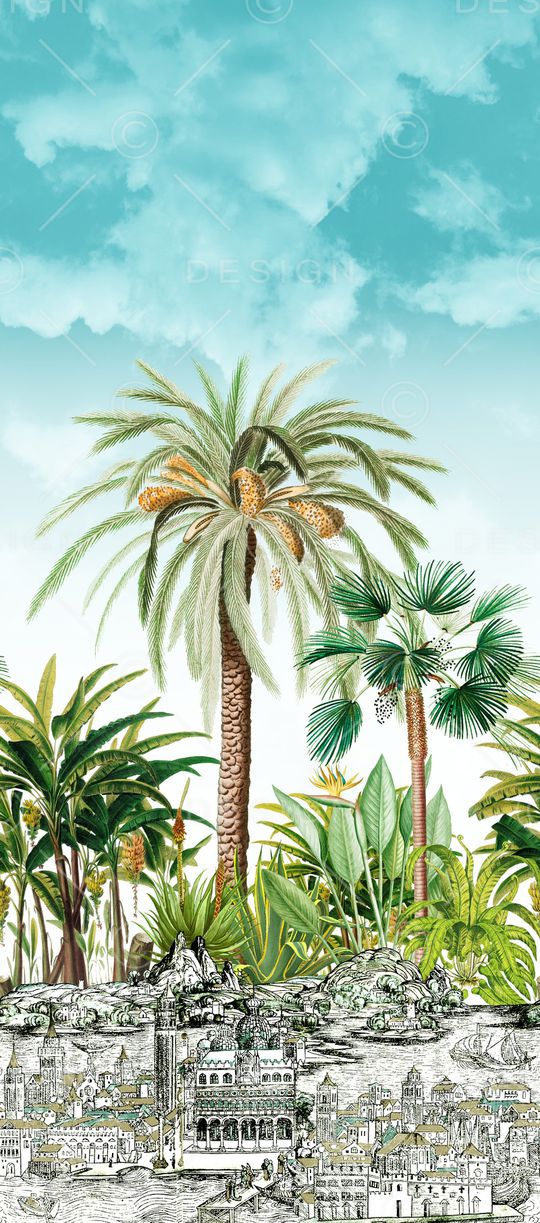 棕榈树印花华亿平台图片