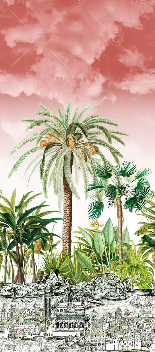 棕榈树印花华亿平台图片