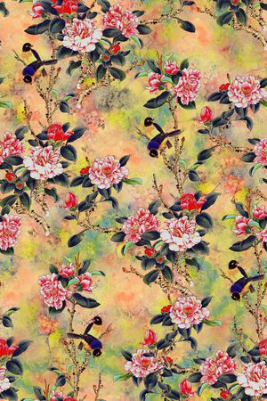 花鸟印花华亿平台图片