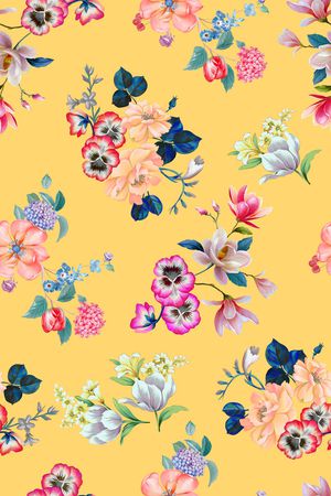 清爽底花卉印花华亿平台图片