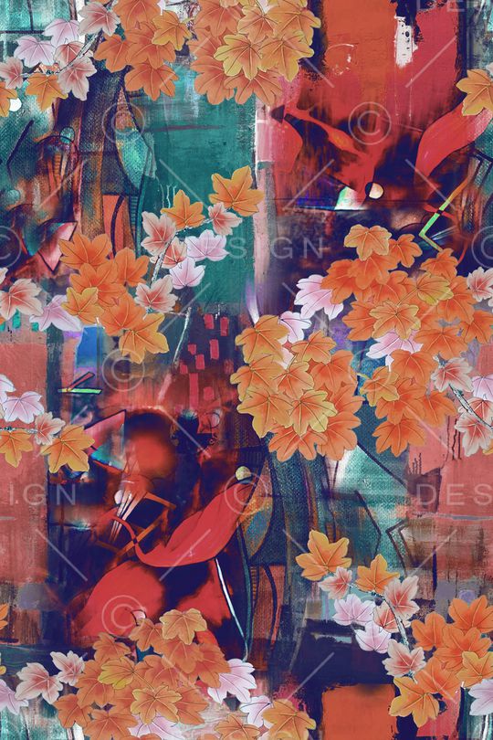 枫叶印花华亿平台图片