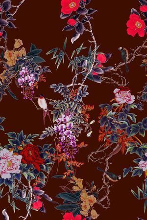 花鸟印花华亿平台图片