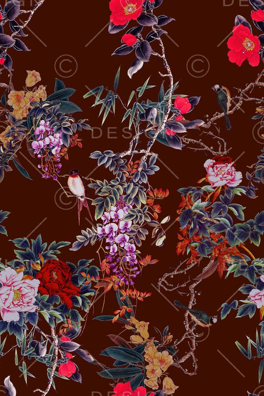 花鸟印花华亿平台图片