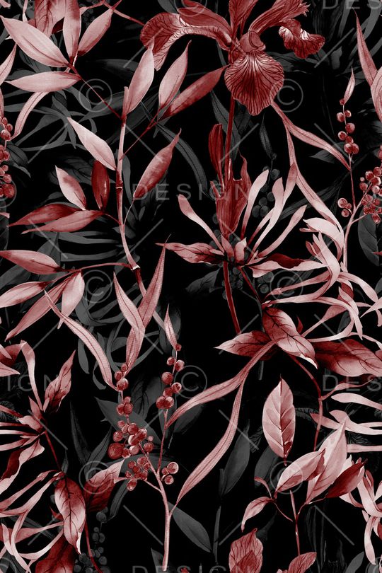 黑底花卉印花华亿平台图片