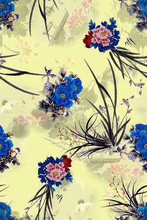 月季花印花华亿平台图片