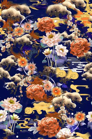 荷花印花华亿平台图片