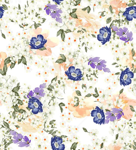 水彩花卉印花华亿平台图片