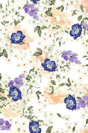 水彩花卉印花华亿平台图片