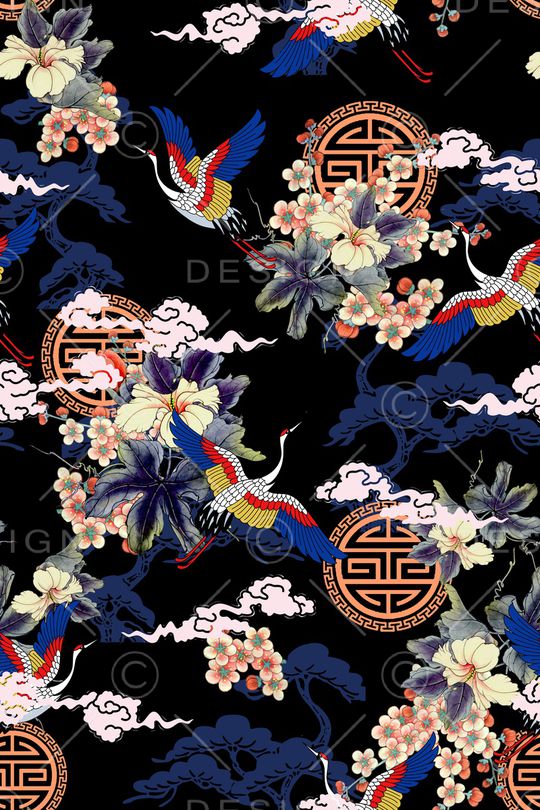 仙鹤印花华亿平台图片