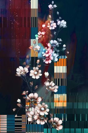 中国风定位花印花华亿平台图片