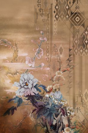 中国风定位花印花华亿平台图片