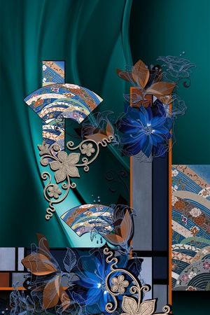 中国风定位花印花华亿平台图片