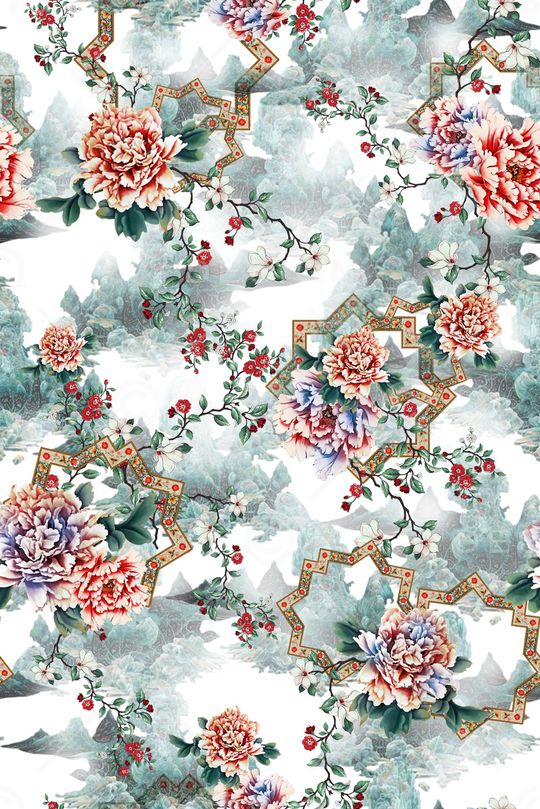 几何花卉印花华亿平台图片