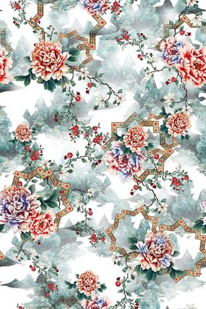 几何花卉印花华亿平台图片