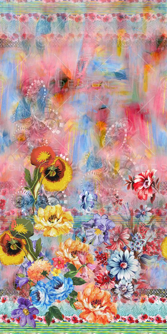 彩底花卉印花华亿平台图片