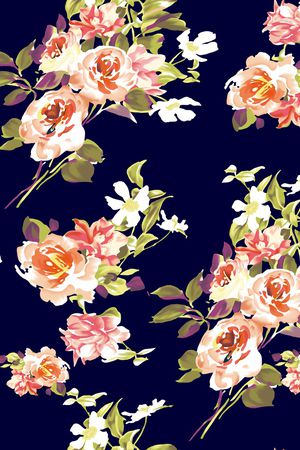 手绘玫瑰印花华亿平台图片