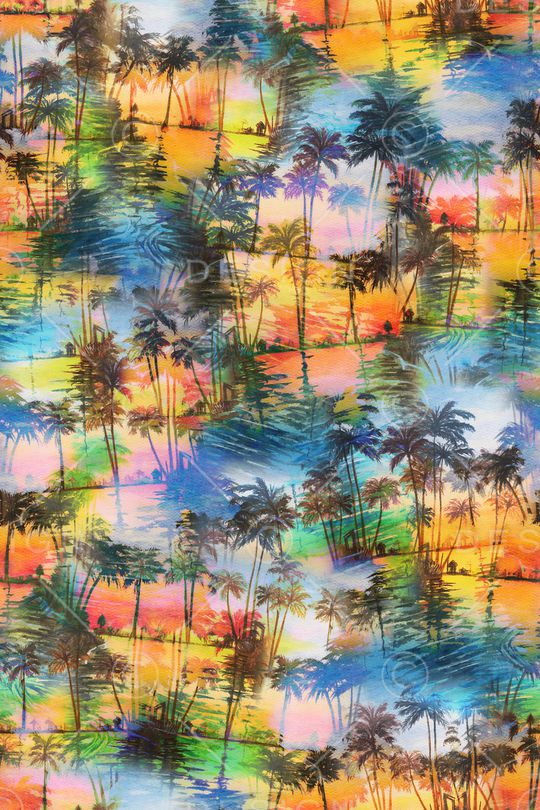 椰子树印花华亿平台图片