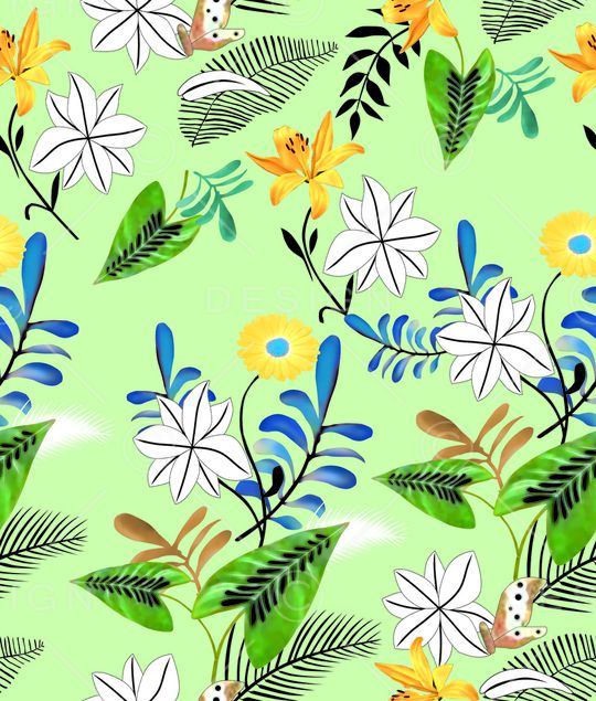 彩底花卉印花华亿平台图片