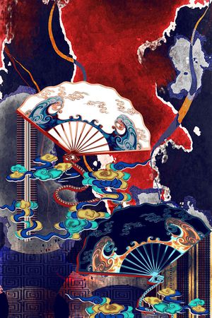 中国风定位花印花华亿平台图片