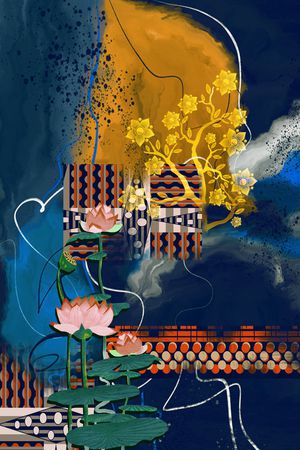 荷花印花华亿平台图片