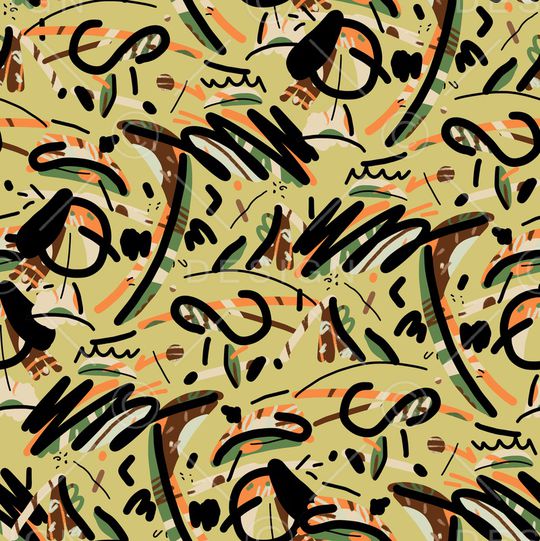 手绘抽象印花华亿平台图片