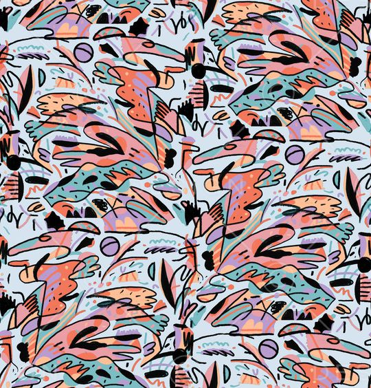 手绘抽象印花华亿平台图片