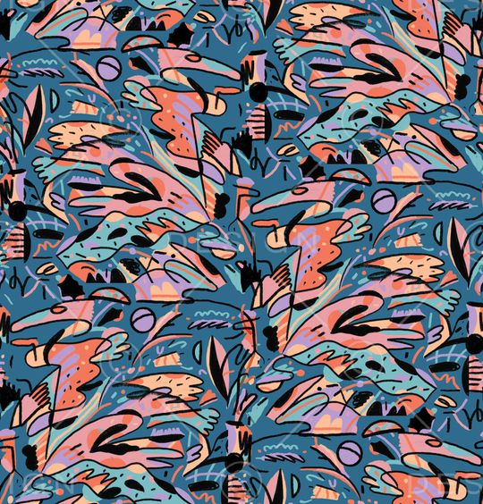 手绘抽象印花华亿平台图片