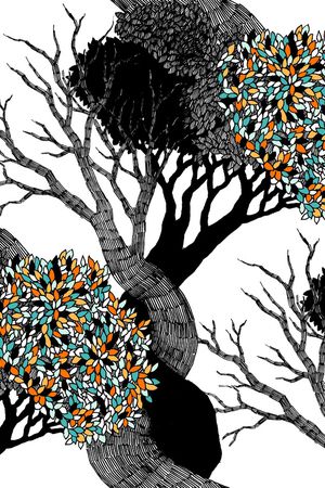 花叶子印花华亿平台图片