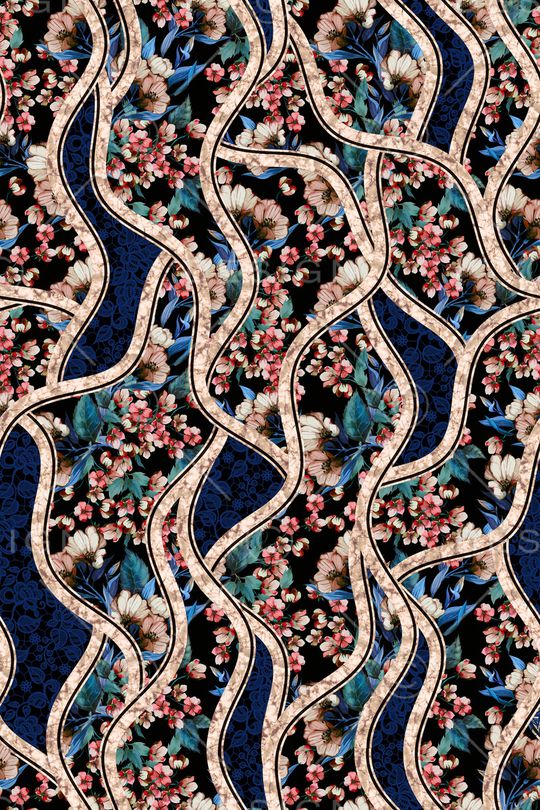 几何花卉印花华亿平台图片